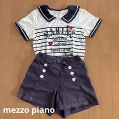 MEZZO PIANO セーラー襟Tシャツとショートパンツ 上下セット