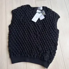 新品タグ付き Vin バックボタンリンクス編みラメニット （ブラック）のサムネイル