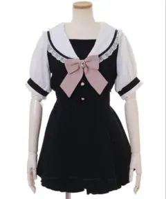 LIZLISA セーラーカラーセットアップ黒半袖
