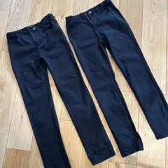 GLAZOS ブラック スリムフィットパンツ 170&160 2着セット