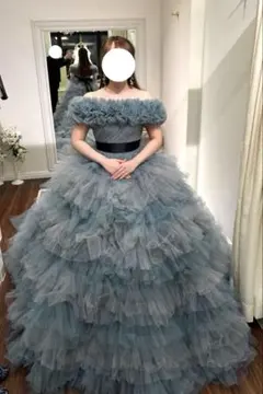 美品 パニエ付 YNS カラードレス プリンセスライン ハツコエンドウ風 水色のサムネイル