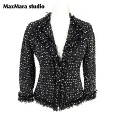 【美品】 MaxMara studio ツイードジャケット 38 ブラックのサムネイル