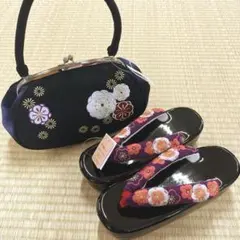 草履 バッグ セット 蝶々 蒔絵風 黒 - メルカリ