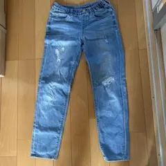 UNIQLO ダメージ加工 ストレートパンツ 160