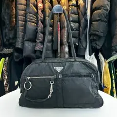 PRADA プラダ テスートナイロン×レザー ハンドバッグ ボストン ブラック PRADA プラダ （PRADA） ナイロン テスート×サフィアーノ