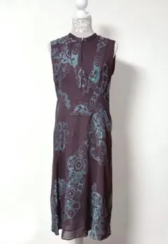 美品 ケンゾー KENZO ワンピース ドレス 総柄 ジップアップ パープル