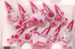 【現品】ネイルチップ グルーミー 地雷 量産型 ピンクゴテゴテ 血みどろ