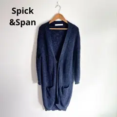 【美品】さ9 スピックアンドスパン リネンコットンカーディガン 紺色ネイビー