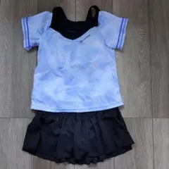 紫色と黒のセパレート水着 140cm