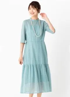 【美品】AIMER エメ　ミントグリーン レース パーティードレス 半袖