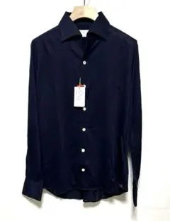 新品タグ付き【フィナモレ】 高品質メリノウール 薄手 長袖シャツ 41（L） 紺のサムネイル