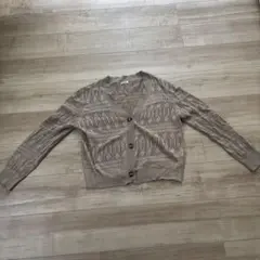 ベージュ レース編み カーディガン Lサイズ
