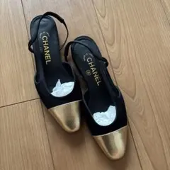 定番・美品】CHANEL バックストラップ パンプス ココマーク 黒 34.5
