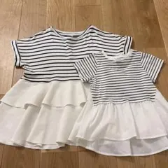 COCA リンクコーデ　Tシャツ　半袖　ボーダー　ペプラム 2枚セット