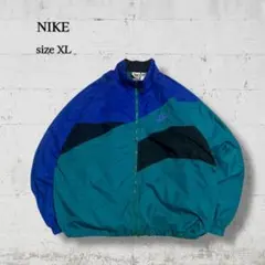 90s NIKE ナイロンジャケット 好配色切替 刺繍ロゴ XL