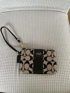 【未使用品】COACH コーチ シグネチャー ストライプ リストレット ポーチ