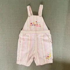 mikihouse オーバーオール 80 サロペット ロンパース 麻 ストライプ