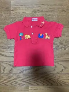 MIKO HOUSE 赤い動物刺繍ポロシャツ 80