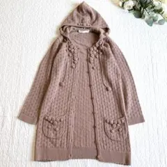 美品✨ ピンクハウス ニットカーディガン フード付 花モチーフ アルパカ混 美品✨ ピンクハウス ニットカーディガン フード付 花モチーフ