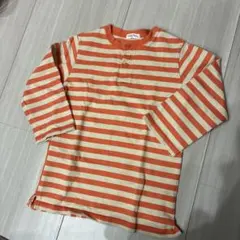 長袖カットソー オレンジとクリームのストライプ　140