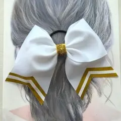3本ライン⭐単色チアダンスリボンヘアゴムおひとつ
