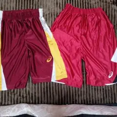 asics バスケットボールパンツ 赤とワインレッド