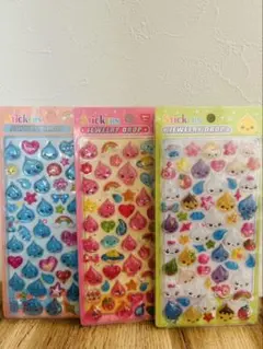 硬いタイプ3Dシール3枚セット　しずくちゃん