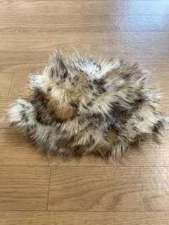 ファー　ヒョウ柄帽子