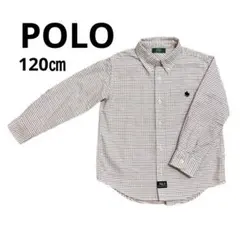 美品 POLO チェック柄 長袖シャツ 120㎝ ボタンダウン