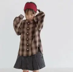 lowrys farm オンブレチェックBIGシャツ