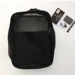 品薄　縦型メッシュポーチ　黒　１個　自立するポーチ　キャンドゥ　無印　⑤のサムネイル