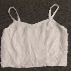 ホワイトレースキャミビスチェ　 フリル付き　背中ゴム