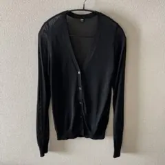UNIQLO 黒 Vネック カーディガン L