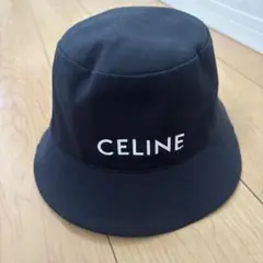 【美品】CELINE（セリーヌ） バケットハット Lサイズ 黒 美品 セリーヌ ロゴ バケットハット コットン 帽子 ブラック 黒