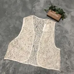 【Helm】 アイボリーレースビスチェ ボタン付き Lサイズ