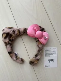 専用⭐︎USJ ユニバ　キティ　ヒョウ柄ファー ピンクリボン カチューシャ