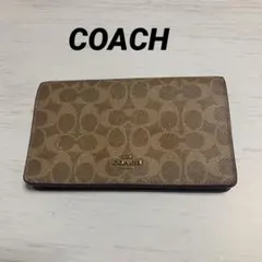 美品COACH PVCレザー二つ折り長財布モノグラム