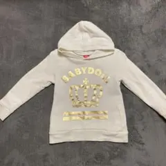 ベビードール　パーカー　トレーナー　110 白　ゴールド