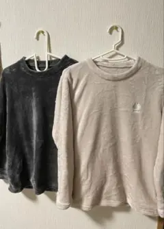 フリースパジャマ 2色セット グレー ベージュ