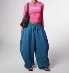 SHEIN ワイドシルエット パンツ ウエストゴムxxL