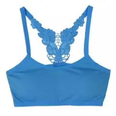 新品 スポーツブラ フィットネス ブルー 蝶デザイン FREE