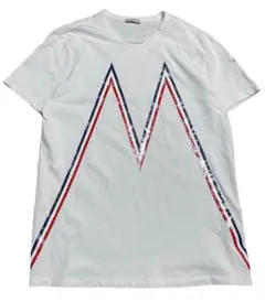 本物 モンクレール ロゴワッペン Mプリント Tシャツ 白/トリコ L