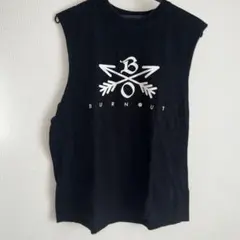 BURN OUT ノースリーブ Tシャツ ブラック
