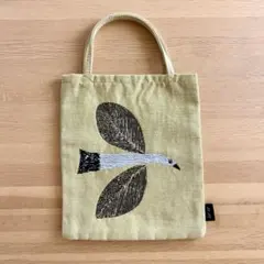松尾ミユキ　鳥　バード　刺繍　トートバッグ イエローのサムネイル