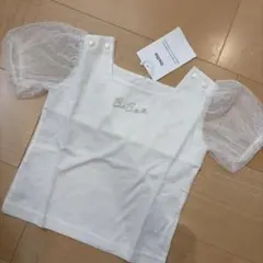 BeBe ドットチュール パフスリーブ Tシャツ ホワイト　100cmのサムネイル
