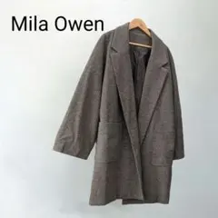 美品 ミラオーウェン チェスターコート 落ち感シルエット ブラウン フリーサイズ