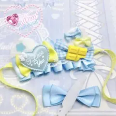 ぬい服 ぬい ヘッドドレス パフェ 猫耳 10cm ピンク ハンドメイド 水色