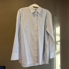 UNIQLO 青と白のストライプ 長袖シャツ