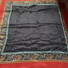 シルク100%ペイズリー柄ドット模様スカーフ大判