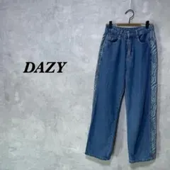 DAZY デニムパンツ ハイウエスト ワイド ゼブラ ライトブルー M 3493